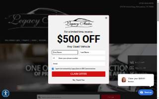 Legacy Autos website