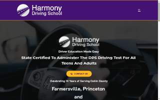 Harmony Driving School website