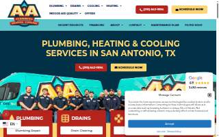 A&A Plumbing, Heating, and Cooling website