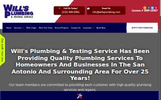 Will's Plumbing & Testing Service website