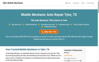 Tyler Mobile Mechanic website
