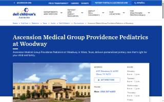 Ascension Medical Group Providence Pediatrics at Woodway website