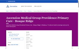 Ascension Medical Group Providence Primary Care - Bosque Ridge website