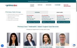 PrimeDoc Primary Care-Alexandria website