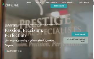 Prestige Dental Specialists website