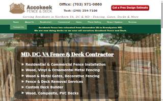 Accokeek Fence & Deck website