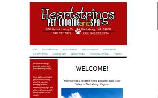 Heartstrings Pet Lodging and Spa website