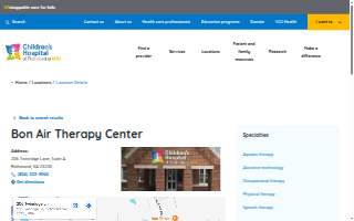 Children's Hospital of Richmond - Bon Air (South) Therapy Center website