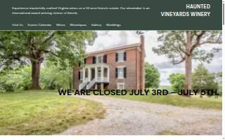 Haunted Vineyards Winery website
