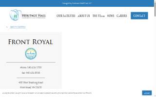 Heritage Hall Front Royal website