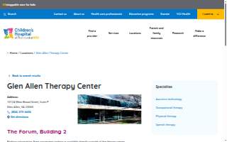 Children’s Hospital of Richmond at VCU Glen Allen Therapy Center website