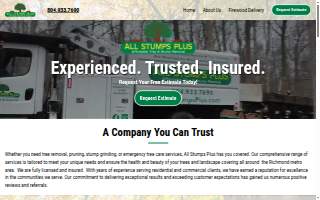 All Stumps Plus LLC of Highland Springs website