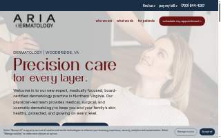Aria Dermatology of Lake Ridge website