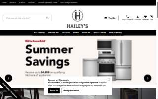 Hailey's Appliance website