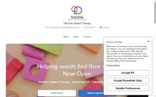 Talk2Me Speech Therapy of Manassas website