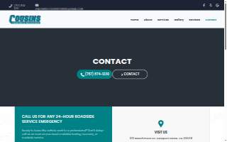 Cousins Towing & Recovery website