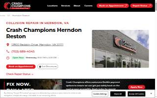 Crash Champions Collision Repair of Reston website