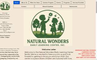 Natural Wonders Early Learning Center, Inc. website