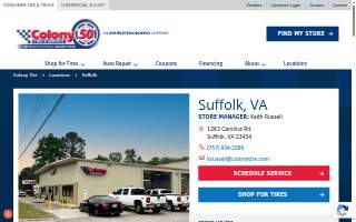 Colony Tire and Service of Suffolk website