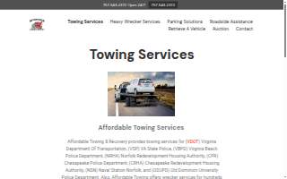 Affordable Towing - Virginia Beach Facility website