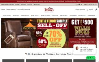 Willis Furniture & Mattress website
