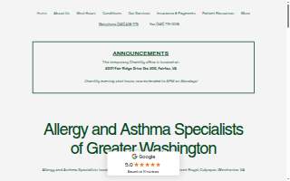 Allergy and Asthma Specialists of Greater Washington website