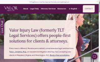 Valor Injury Law (formerly TLT Legal Services) website