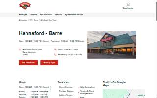 Hannaford Pharmacy website