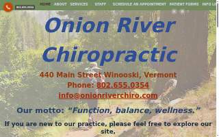 Onion River Chiropractic website