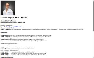 Clara M. Keegan, MD, Family Medicine Physician website