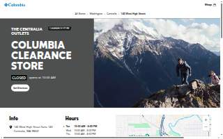 Columbia Clearance Store website