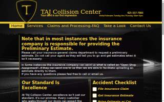TAJ Collision Center of Issaquah website