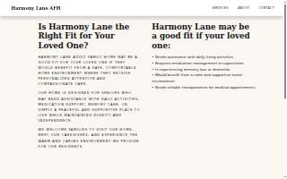 Harmony Lane Adult Family Home website