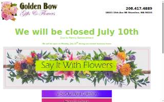 Golden Bow Gifts and Flowers of Lake Forest Park website