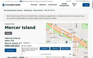 Columbia Bank of Mercer Island website