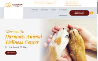Harmony Animal Wellness Center website