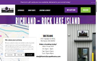 Atomic Escape Rooms - Rock Lake Island featuring Mission Bigfoot: Escape the Island of Moses Lake website