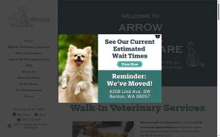 Arrow Animal Urgent Care website