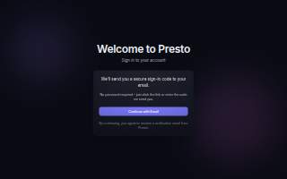 Presto Delivery Services website
