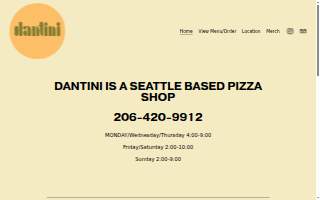 Dantini Pizza website