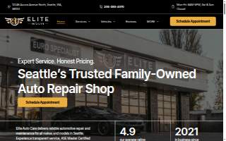 Elite Auto Care website