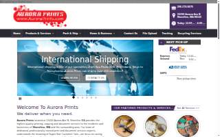 Aurora Prints, Digital Printing Center website