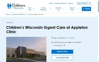 Children's Urgent Care at Appleton Clinic website