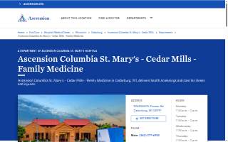 Ascension Columbia St. Mary's - Cedar Mills - Family Medicine website
