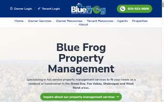 Blue Frog Property Management of Fond du Lac website