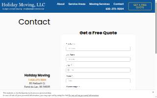Holiday Moving website