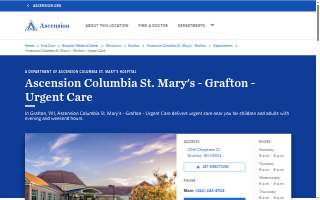 Ascension Columbia St. Mary's - Grafton - Urgent Care website