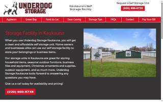 Underdog Storage - Kaukauna website