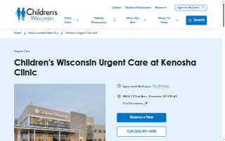 Children's Urgent Care at Kenosha Clinic website