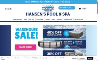 Hansen's Pool & Spa website